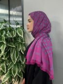 Lv Desenli İpek Kaşmir Çift Taraflı Şal -Fuşya