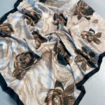 Summer Rose  Desen Pamuk İpek Şal-120000-Çikolata Kahve