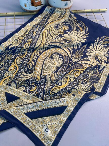Etro Desen New Pamuk Soft Şal 23012-Lacivert