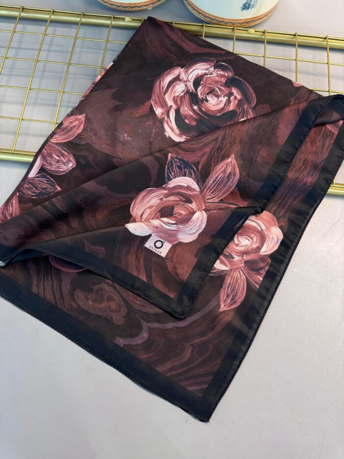 Summer Rose  Desen Pamuk İpek Şal-12000-Bakır - Görsel 2