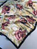 Summer Rose  Desen Pamuk İpek Şal-12000-Zeytin Yeşil