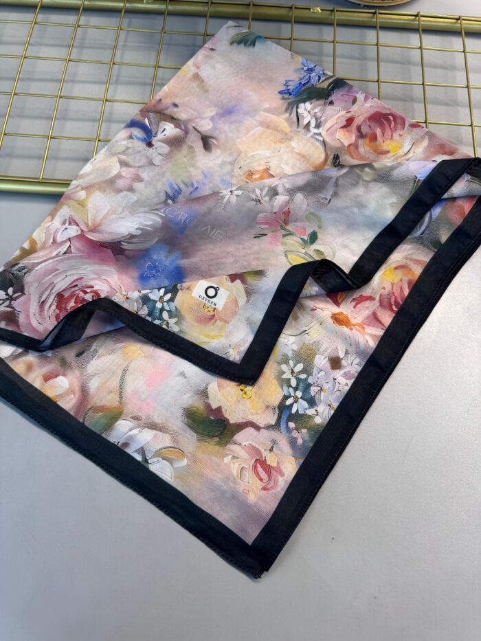 Mystic Bloom Desen Pamuk İpek Şal-Pastel - Görsel 2