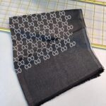 G Desen Kendinden Dokulu Desenli İtalyan Şal-10009- Gri Siyah