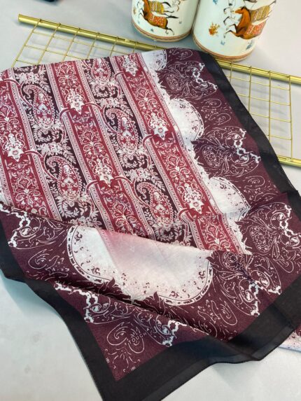 Sarmaşık Desen Pamuk İpek Şal -41200- Bordo
