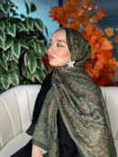 Harem  Desen Pamuk İpek Şal-30000-Çimen yeşil