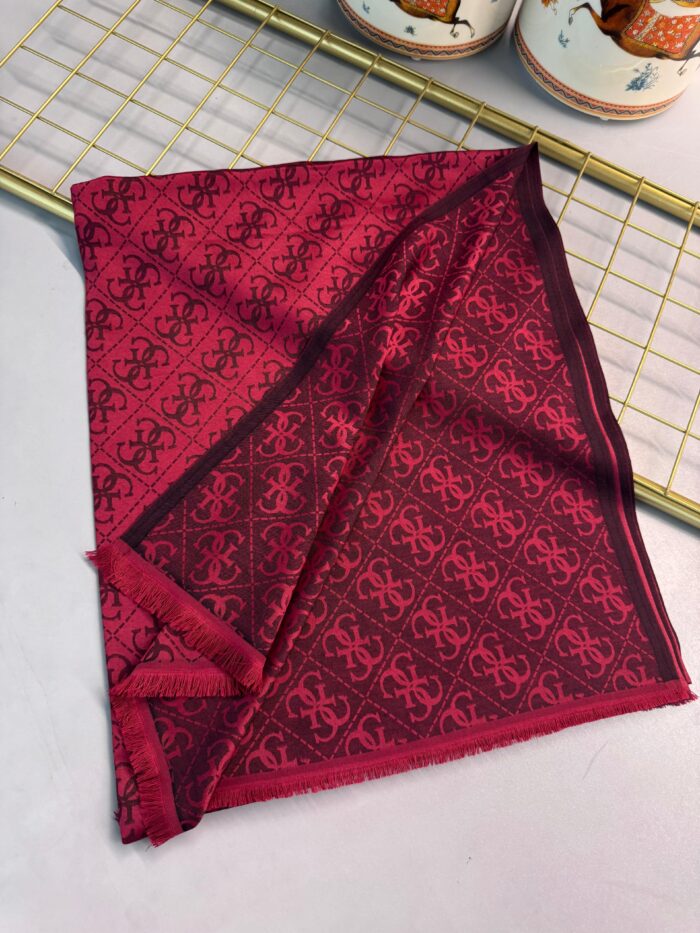 Guess Desen Kendinden Dokulu Desenli İtalyan Şal-10011-Bordo