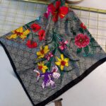 İthal Gucci Marka ipek Eşarp-08506-Siyah
