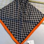 İthal Celine    Marka ipek  Eşarp-08507-Oranj-Siyah