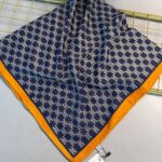 İthal Celine    Marka ipek  Eşarp-08507-Oranj-Lacivert