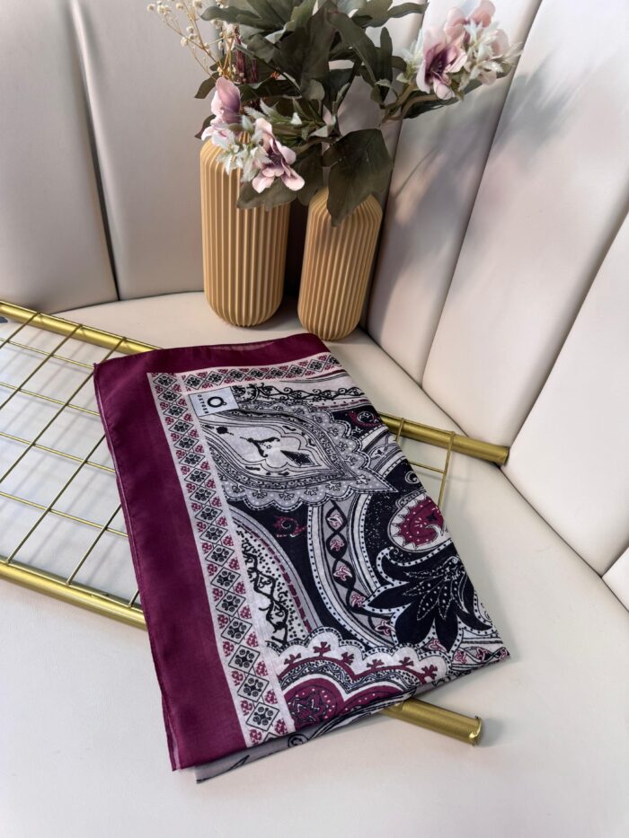 Etro Pamuk İpek Şal -987654-Vişne - Görsel 2