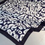 Leopare Desen Pamuk İpek Şal-6202761-Lacivert