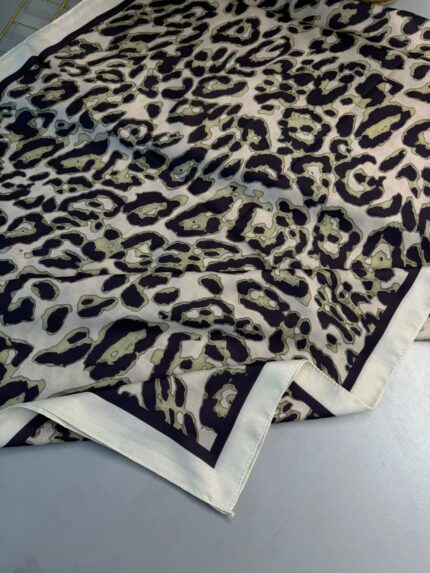 Leopare Desen Pamuk İpek Şal-6202761-Taş