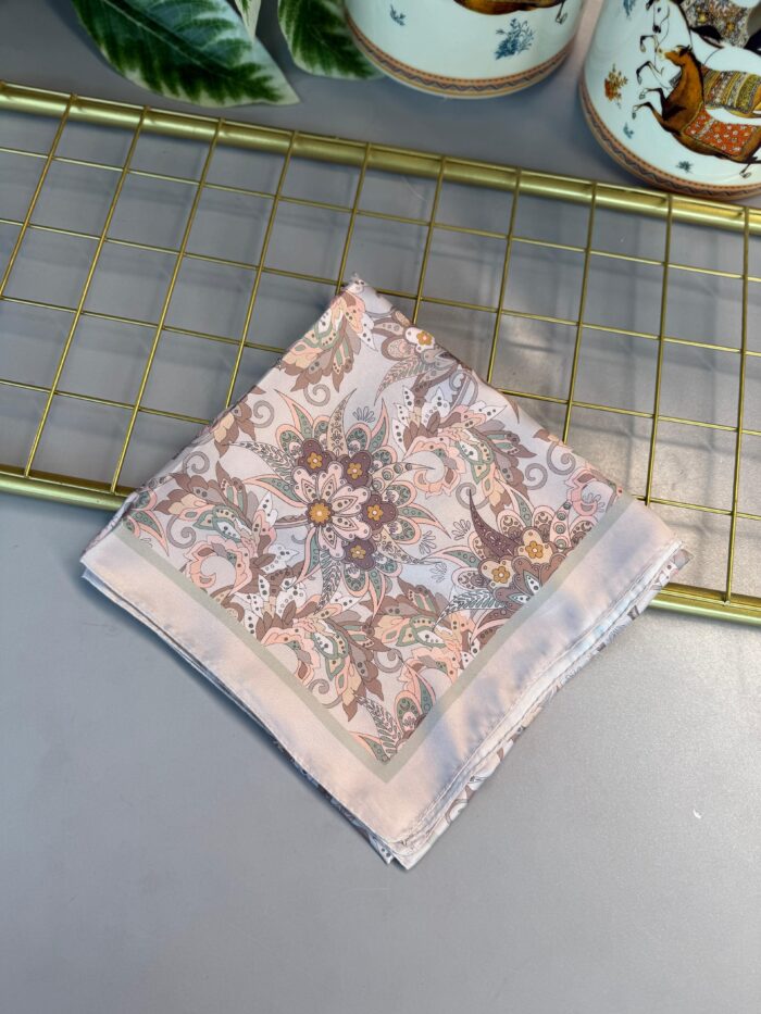 Mimoza Desen Vual İpek Eşarp-6203408-Pembe İnci - Görsel 2
