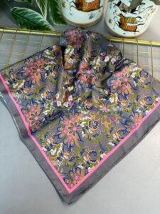 Mimoza Desen Vual İpek Eşarp-6203408-Saks