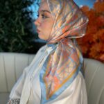 Oxxo Desen Vual İpek Eşarp-6203662-Bebe Mavi