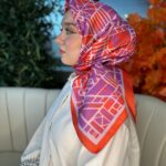 Oxxo Desen Vual İpek Eşarp -6203662-Oranj