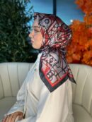 Oxxo Desen Vual İpek Eşarp -6203662-Gri