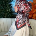 Oxxo Desen Vual İpek Eşarp -6203662-Gri
