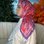 Oxxo Desen Vual İpek Eşarp -6203662-Pudra Pembe