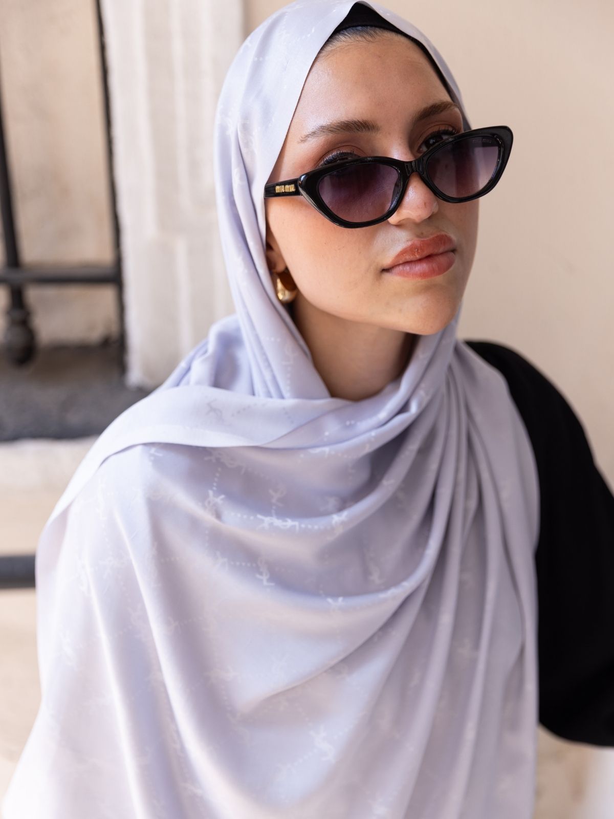 Ysl Desen Kendinden Dokulu Desenli İtalyan Şal-10010-Gümüş - Görsel 3