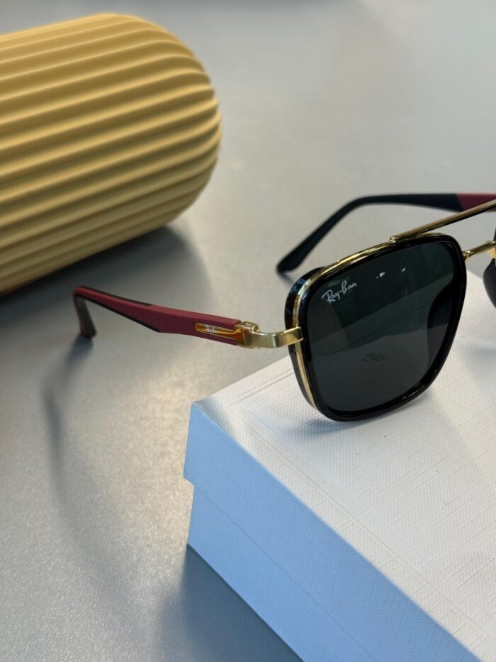 Ray-Ban Retro Square - Altın Krom - Bordo Detaylı Siyah - Görsel 2