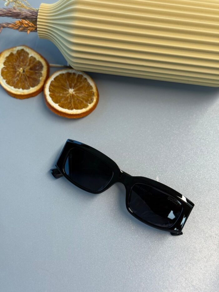 Gucci Unisex Dikdörtgen Asetat Güneş Gözlüğü- Siyah