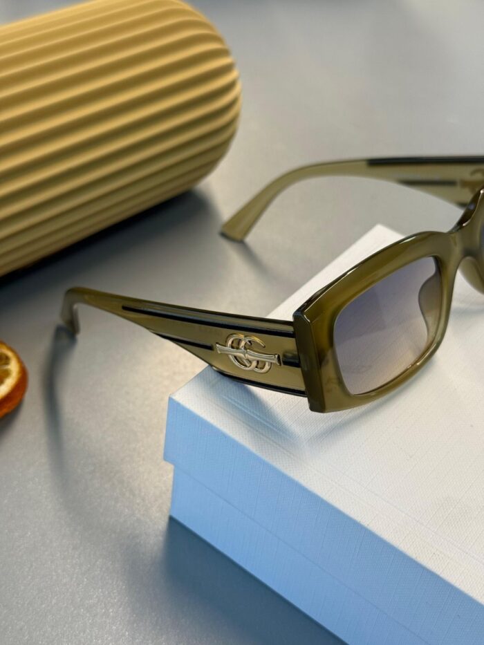 Gucci Unisex Dikdörtgen Asetat Güneş Gözlüğü-Yeşil Transparan - Görsel 2