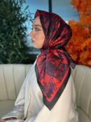 Oxxo Desen Vual İpek Eşarp-6203662-Kırmızı