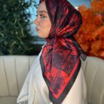 Oxxo Desen Vual İpek Eşarp-6203662-Kırmızı