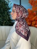 Oxxo Desen Vual İpek Eşarp-6203662-Kahve