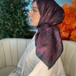 Oxxo Desen Vual İpek Eşarp-6203662-Siyah-Bordo