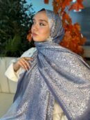Alin  Etnik Desen Kaşmir Şal -321457-Eflatun