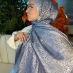 Alin  Etnik Desen Kaşmir Şal -321457-Eflatun
