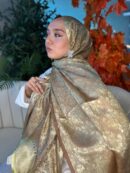 Hürrem Sultan Kendinden Dokulu Çift Taraflı Şal-2000-Antik bronz