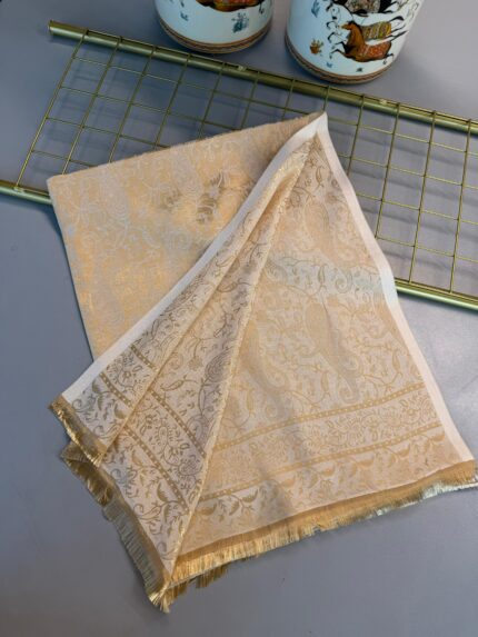 Kendinden Desenli Çift Taraflı Kaşmir Şal-6204336-Gold