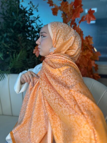 Mihri Etnik Desen Kaşmir Şal -321456-Oranj