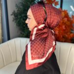 Gucci Desen Vual  İpek Eşarp-6204527-Kırmızı