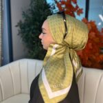 Gucci Desen Vual  İpek Eşarp-6204527-Yağ yeşili