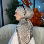 Fendi Desen Vual İpek Eşarp-6204527-Sütlü kahve