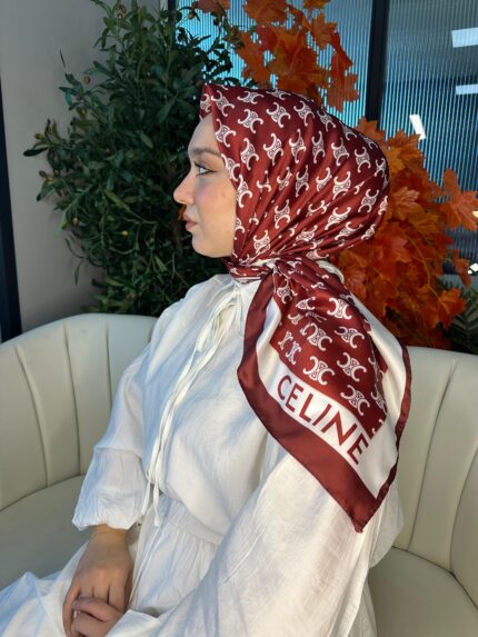 Celine  Desen Vual  İpek Eşarp-6204527-Kırmızı