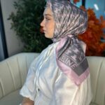 Celine Desen Vual İpek Eşarp-6204527-Pudra