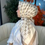 Celine Desen Vual İpek Eşarp-6204527-Sütlü kahve