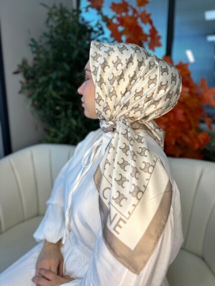 Celine  Desen Vual  İpek Eşarp-6204527-Sütlü kahve