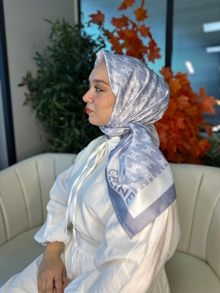 Celine  Desen Vual  İpek Eşarp-6204527-Gümüş - Görsel 2
