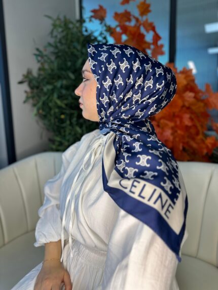 Celine  Desen Vual  İpek Eşarp-6204527-Lacivert