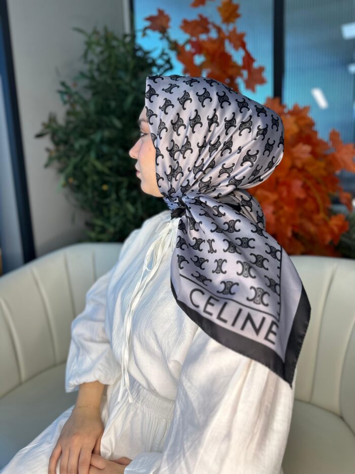 Celine  Desen Vual  İpek Eşarp-6204527-Antrasit - Görsel 2