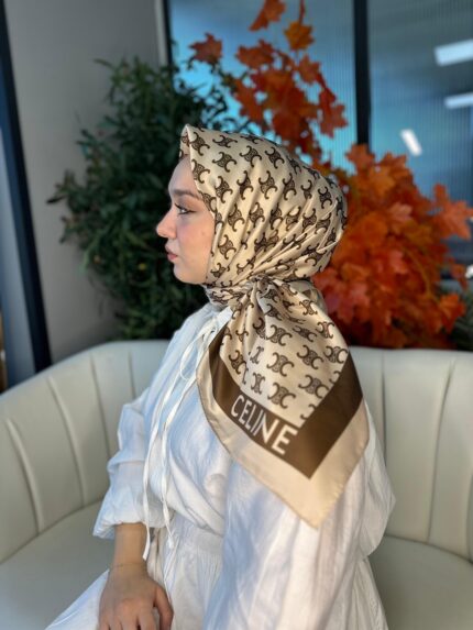 Celine  Desen Vual  İpek Eşarp-6204527-Latte