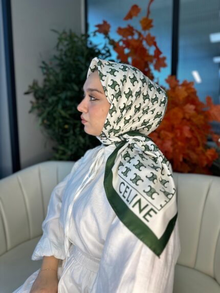 Celine  Desen Vual  İpek Eşarp-6204527-Yeşil