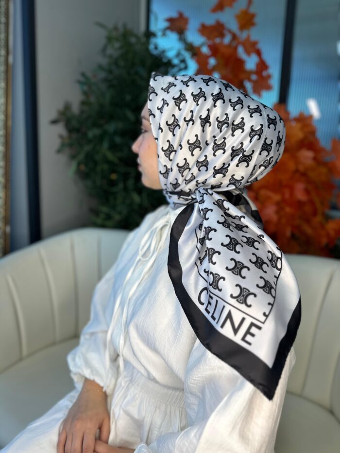 Celine  Desen Vual  İpek Eşarp-6204527-Beyaz - Görsel 2
