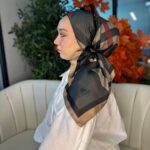 Burberry Kare  Desen Vual  İpek Eşarp-8682626-Antrasit